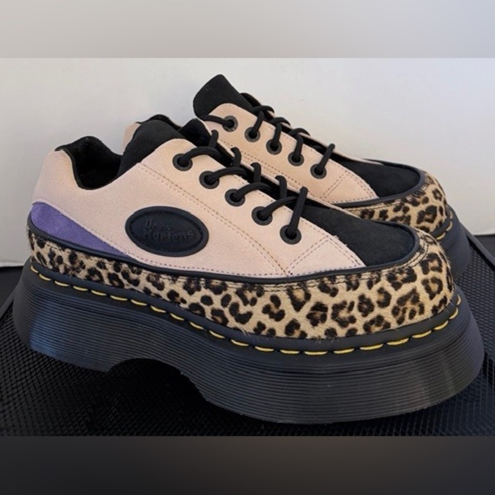 Dr Martens Buzz 5-Eye Leopard Suede Platform Shoes Womens Chunky Y2K